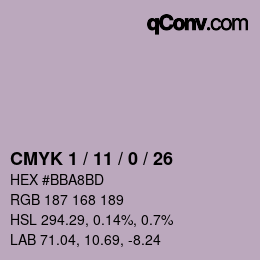 カラーコード: CMYK 1 / 11 / 0 / 26 | qconv.com