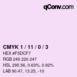カラーコード: CMYK 1 / 11 / 0 / 3 | qconv.com