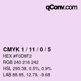 カラーコード: CMYK 1 / 11 / 0 / 5 | qconv.com