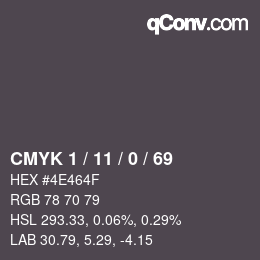 Color code: CMYK 1 / 11 / 0 / 69 | qconv.com