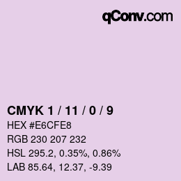 カラーコード: CMYK 1 / 11 / 0 / 9 | qconv.com