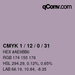 Farbcode: CMYK 1 / 12 / 0 / 31 | qconv.com