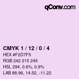 カラーコード: CMYK 1 / 12 / 0 / 4 | qconv.com