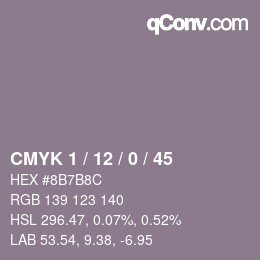 カラーコード: CMYK 1 / 12 / 0 / 45 | qconv.com