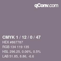 カラーコード: CMYK 1 / 12 / 0 / 47 | qconv.com