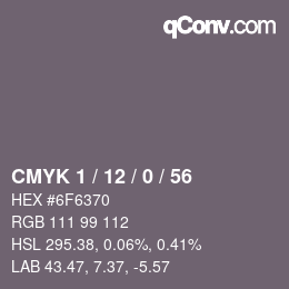 カラーコード: CMYK 1 / 12 / 0 / 56 | qconv.com