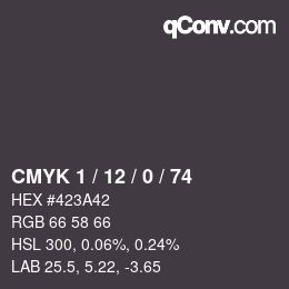 カラーコード: CMYK 1 / 12 / 0 / 74 | qconv.com