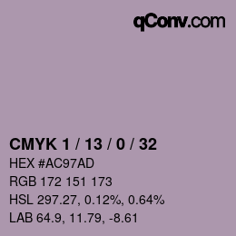 カラーコード: CMYK 1 / 13 / 0 / 32 | qconv.com