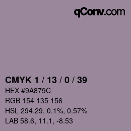 カラーコード: CMYK 1 / 13 / 0 / 39 | qconv.com