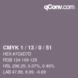カラーコード: CMYK 1 / 13 / 0 / 51 | qconv.com