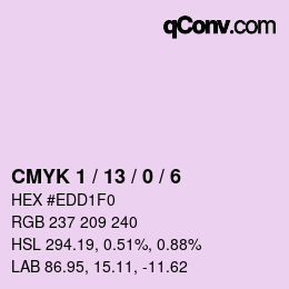 カラーコード: CMYK 1 / 13 / 0 / 6 | qconv.com