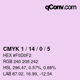 カラーコード: CMYK 1 / 14 / 0 / 5 | qconv.com