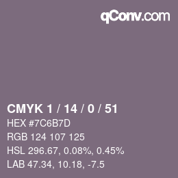 カラーコード: CMYK 1 / 14 / 0 / 51 | qconv.com