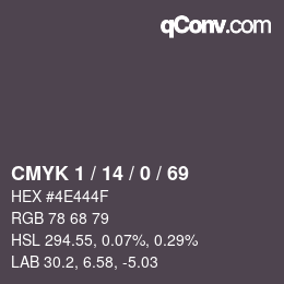 Color code: CMYK 1 / 14 / 0 / 69 | qconv.com