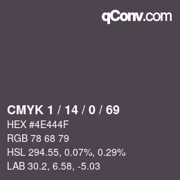 カラーコード: CMYK 1 / 14 / 0 / 69 | qconv.com