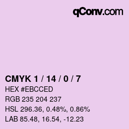 カラーコード: CMYK 1 / 14 / 0 / 7 | qconv.com