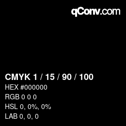 カラーコード: CMYK 1 / 15 / 90 / 100 | qconv.com
