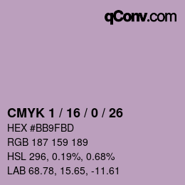 カラーコード: CMYK 1 / 16 / 0 / 26 | qconv.com