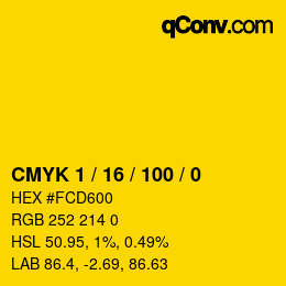 Color code: CMYK 1 / 16 / 100 / 0 | qconv.com