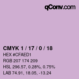 カラーコード: CMYK 1 / 17 / 0 / 18 | qconv.com