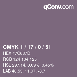 Color code: CMYK 1 / 17 / 0 / 51 | qconv.com