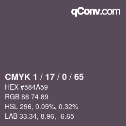 カラーコード: CMYK 1 / 17 / 0 / 65 | qconv.com