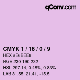 颜色代码: CMYK 1 / 18 / 0 / 9 | qconv.com