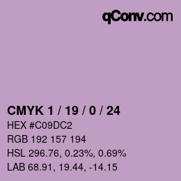 カラーコード: CMYK 1 / 19 / 0 / 24 | qconv.com