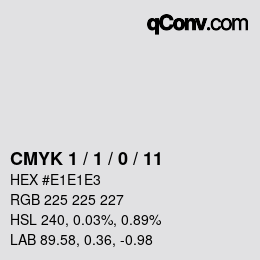颜色代码: CMYK 1 / 1 / 0 / 11 | qconv.com