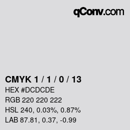 カラーコード: CMYK 1 / 1 / 0 / 13 | qconv.com