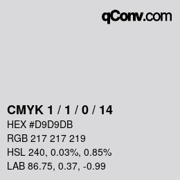 カラーコード: CMYK 1 / 1 / 0 / 14 | qconv.com