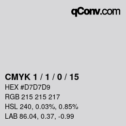 カラーコード: CMYK 1 / 1 / 0 / 15 | qconv.com