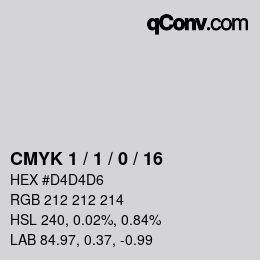 カラーコード: CMYK 1 / 1 / 0 / 16 | qconv.com