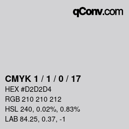 カラーコード: CMYK 1 / 1 / 0 / 17 | qconv.com