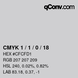 カラーコード: CMYK 1 / 1 / 0 / 18 | qconv.com