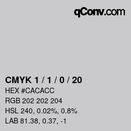 カラーコード: CMYK 1 / 1 / 0 / 20 | qconv.com