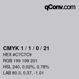 カラーコード: CMYK 1 / 1 / 0 / 21 | qconv.com
