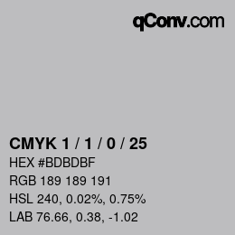 颜色代码: CMYK 1 / 1 / 0 / 25 | qconv.com