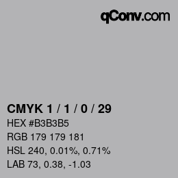 颜色代码: CMYK 1 / 1 / 0 / 29 | qconv.com
