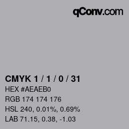 カラーコード: CMYK 1 / 1 / 0 / 31 | qconv.com