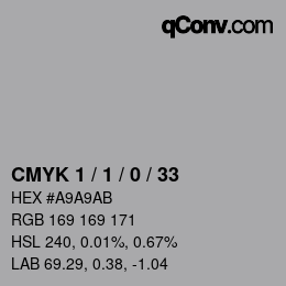 Color code: CMYK 1 / 1 / 0 / 33 | qconv.com