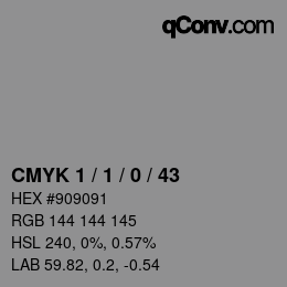 Color code: CMYK 1 / 1 / 0 / 43 | qconv.com
