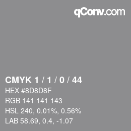 Color code: CMYK 1 / 1 / 0 / 44 | qconv.com