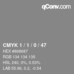 Color code: CMYK 1 / 1 / 0 / 47 | qconv.com