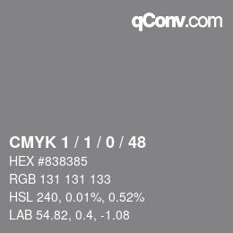 Color code: CMYK 1 / 1 / 0 / 48 | qconv.com