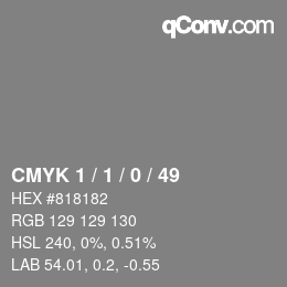 カラーコード: CMYK 1 / 1 / 0 / 49 | qconv.com