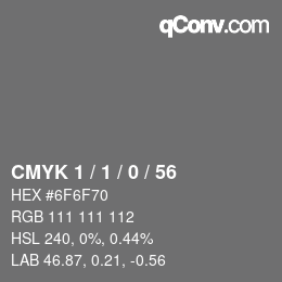 颜色代码: CMYK 1 / 1 / 0 / 56 | qconv.com