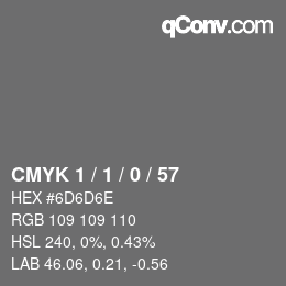 カラーコード: CMYK 1 / 1 / 0 / 57 | qconv.com