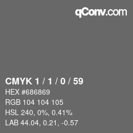カラーコード: CMYK 1 / 1 / 0 / 59 | qconv.com