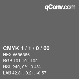 Farbcode: CMYK 1 / 1 / 0 / 60 | qconv.com